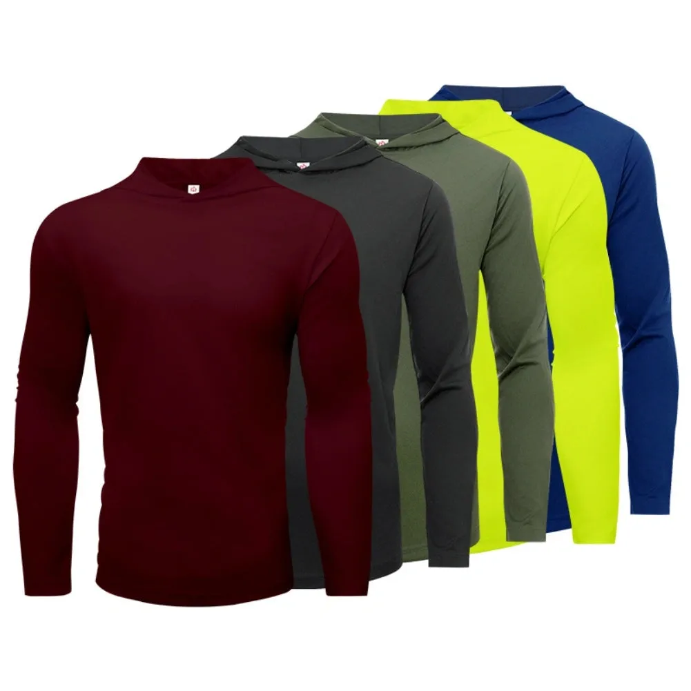 5 Pack Men’s Performance Long Sleeve T-Shirts with Hood