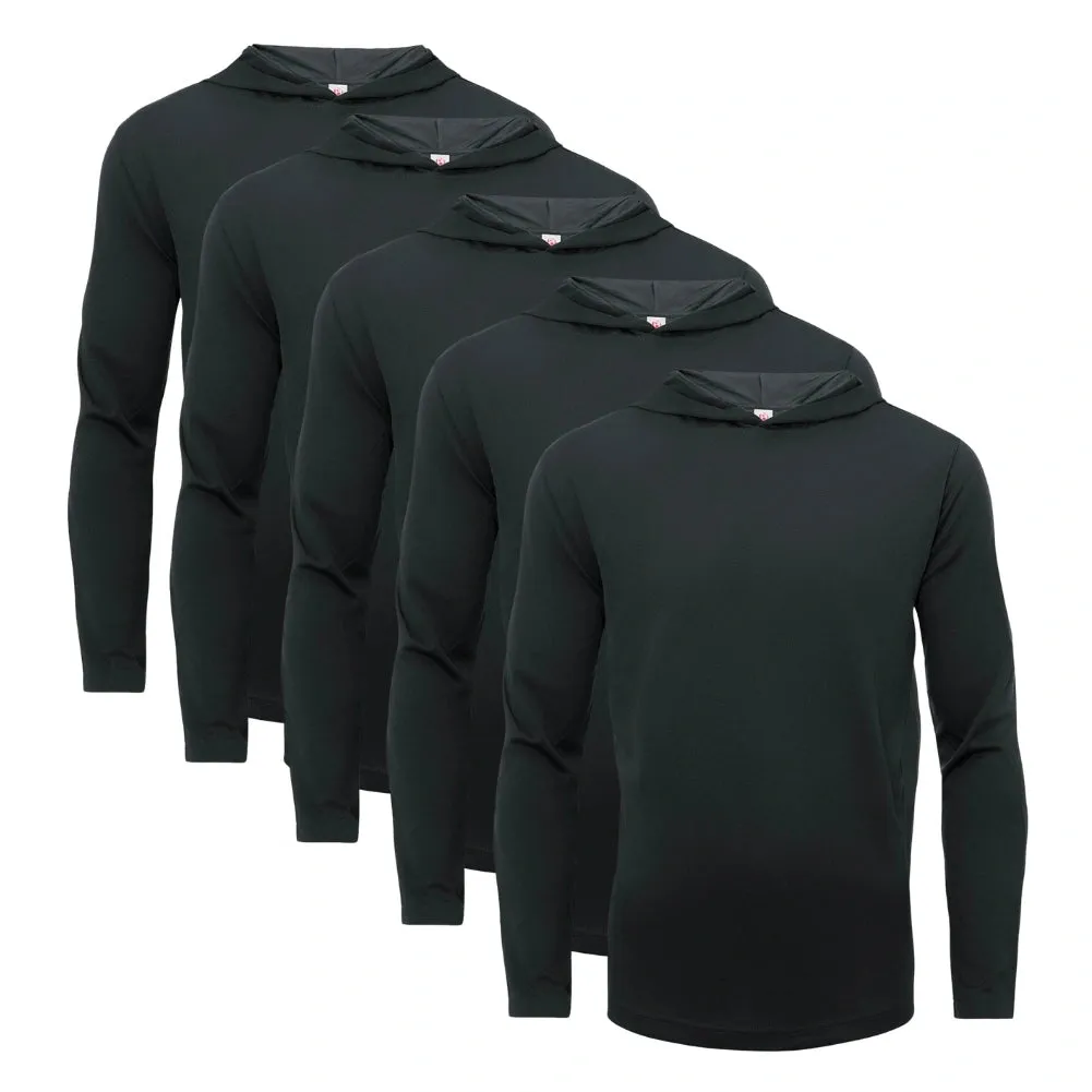 5 Pack Men’s Performance Long Sleeve T-Shirts with Hood