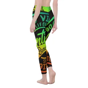 8All-Over Print Women's High Waist Leggings | Side Stitch Closure good vibes, print