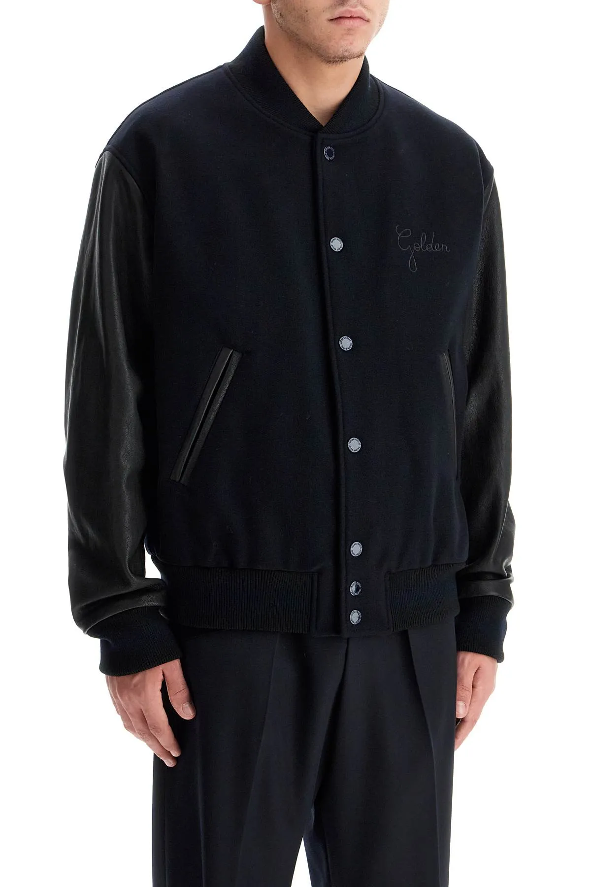 aleandro bomber jacket with leather sleeves