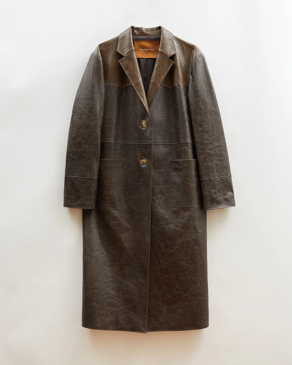 Atlas Coat Faux Leather Distressed Brown