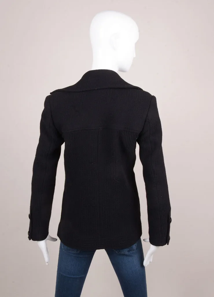 Black Wool Knit Peacoat