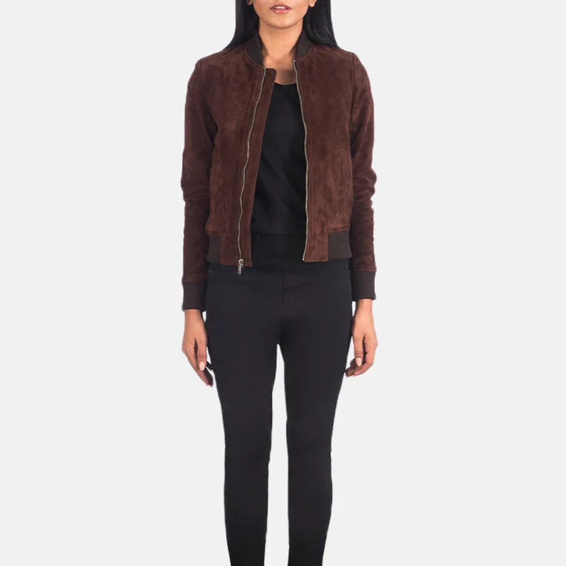 Bliss Brown Suede Bomber Jacket