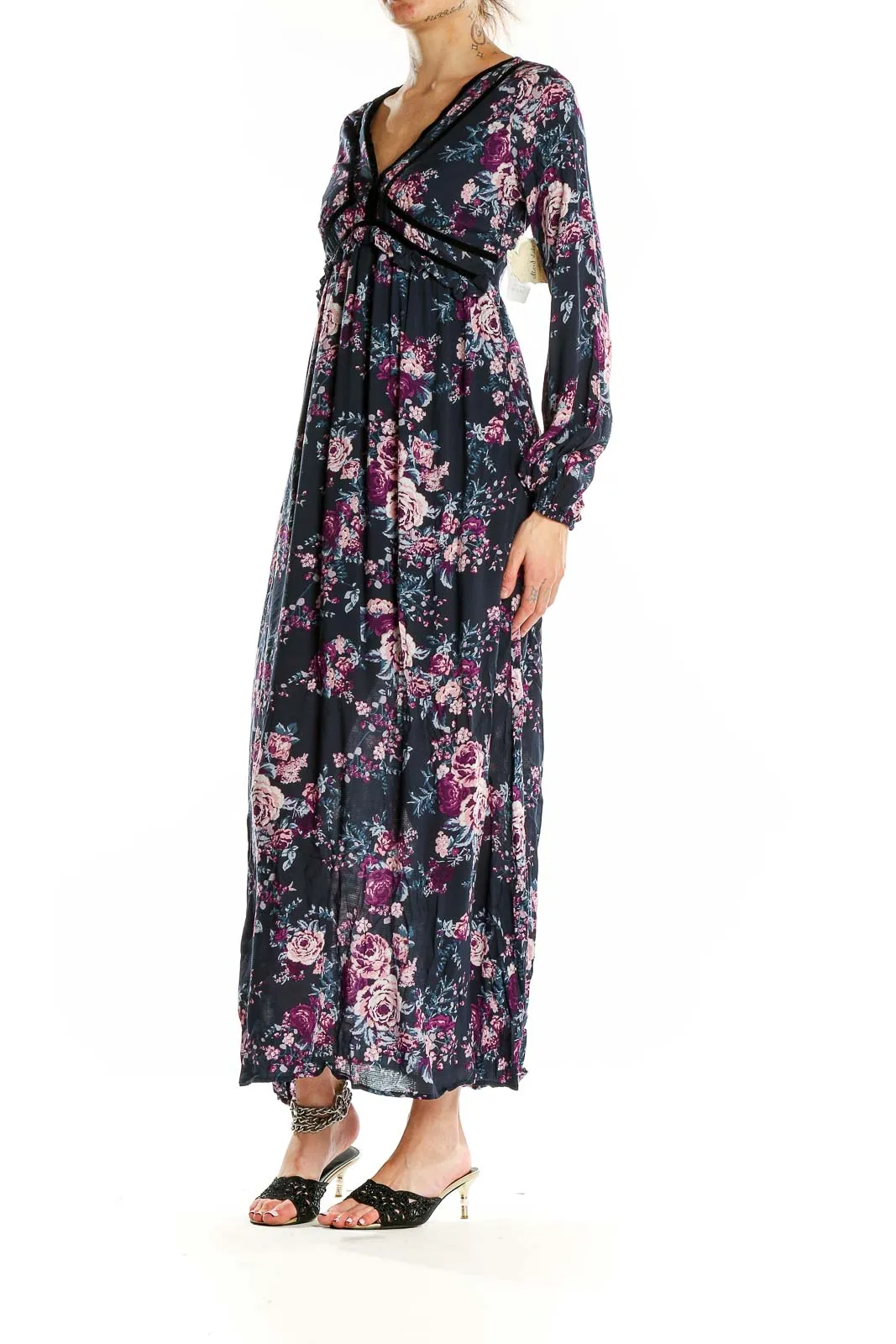 Blue Purple Bohemian Floral Dress