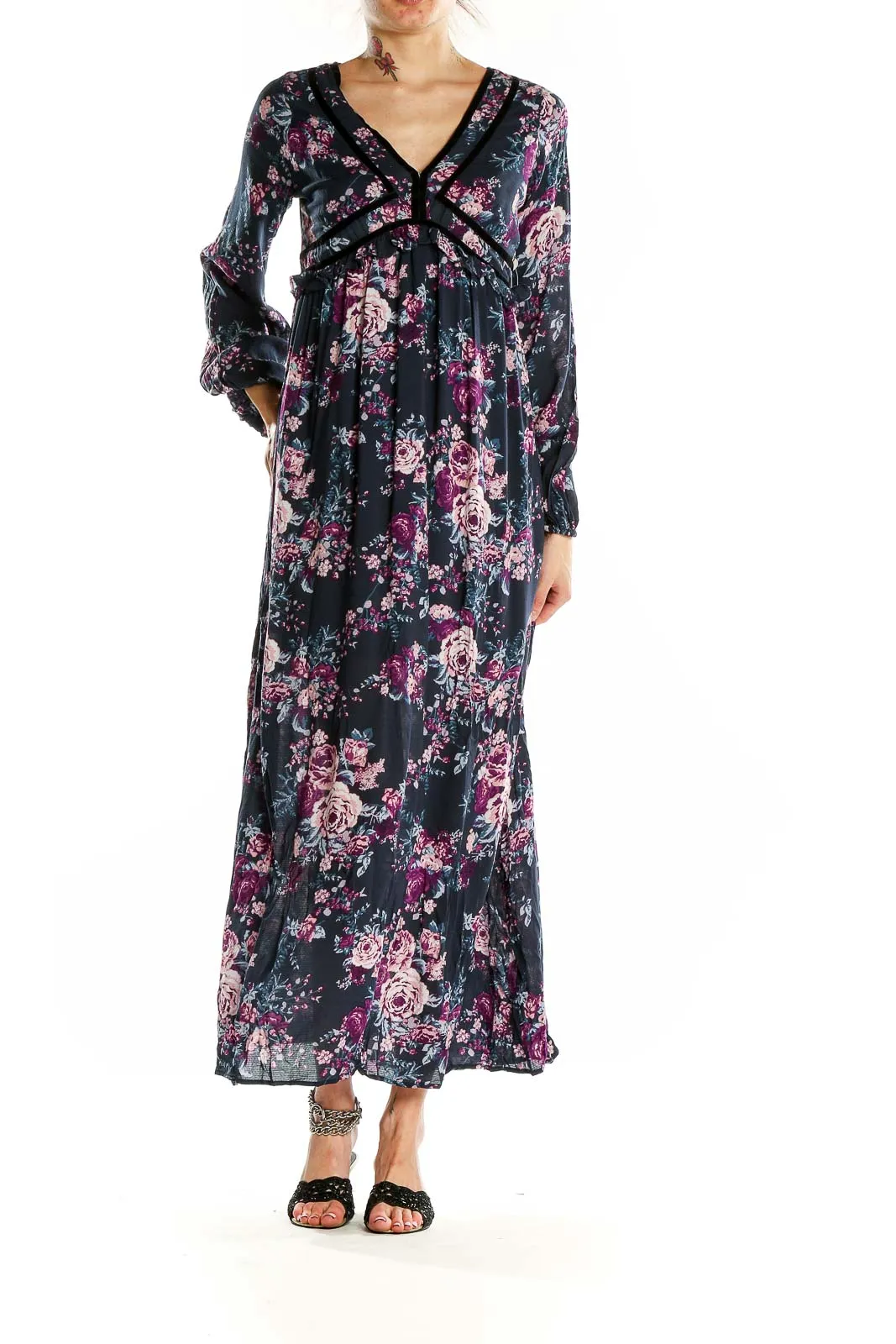 Blue Purple Bohemian Floral Dress