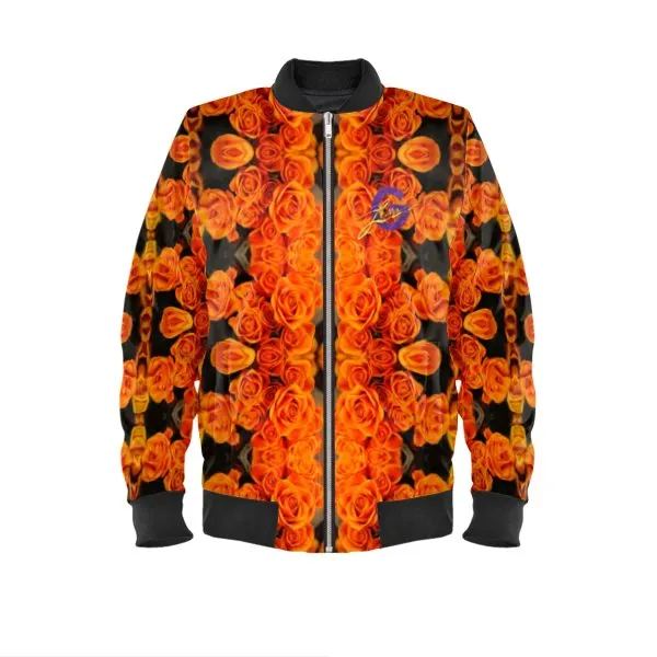 Bomber Jacket - "Orange Rose Kaleidoscope"