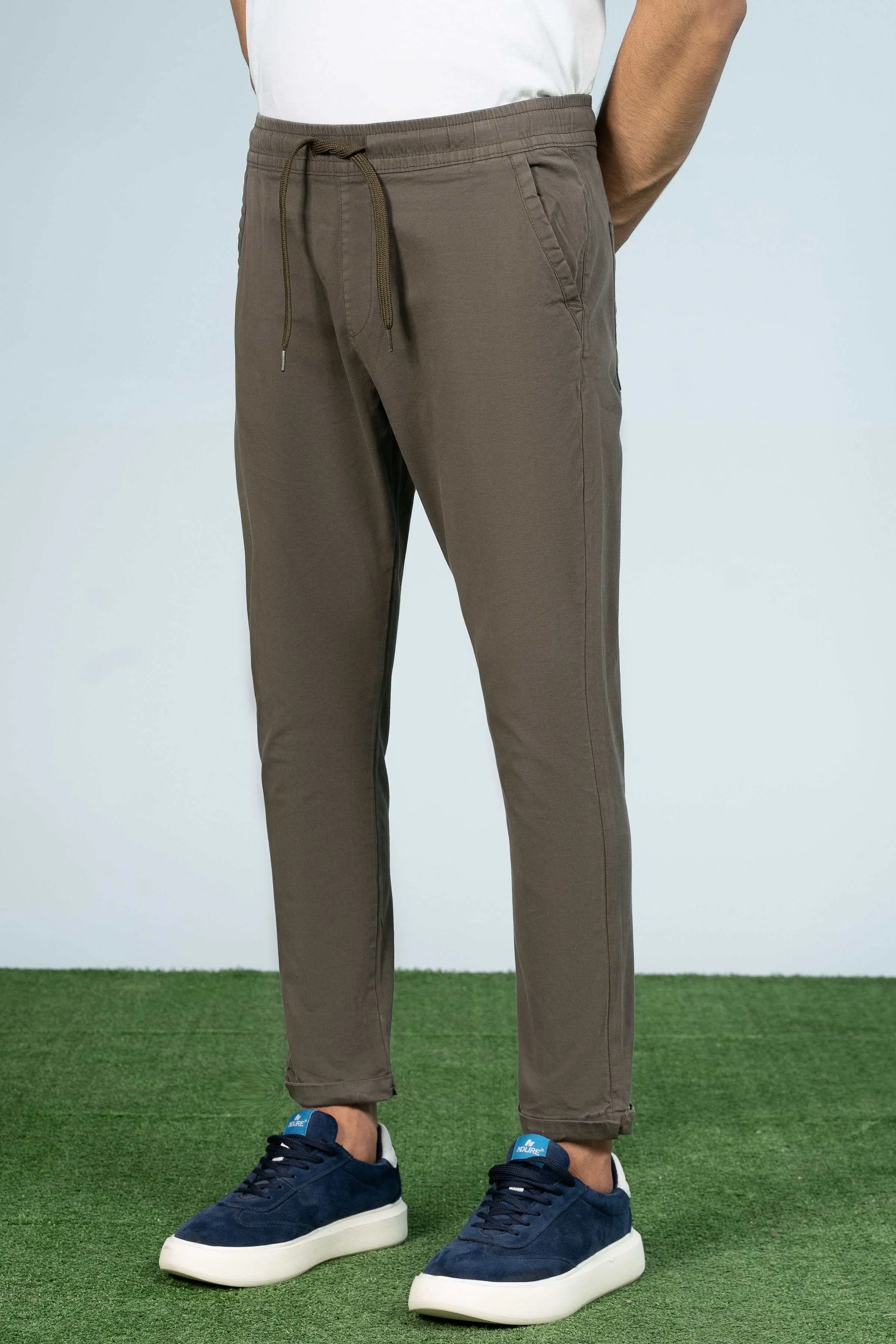 CASUAL JOGGER WAIST TROUSER DARK OLIVE