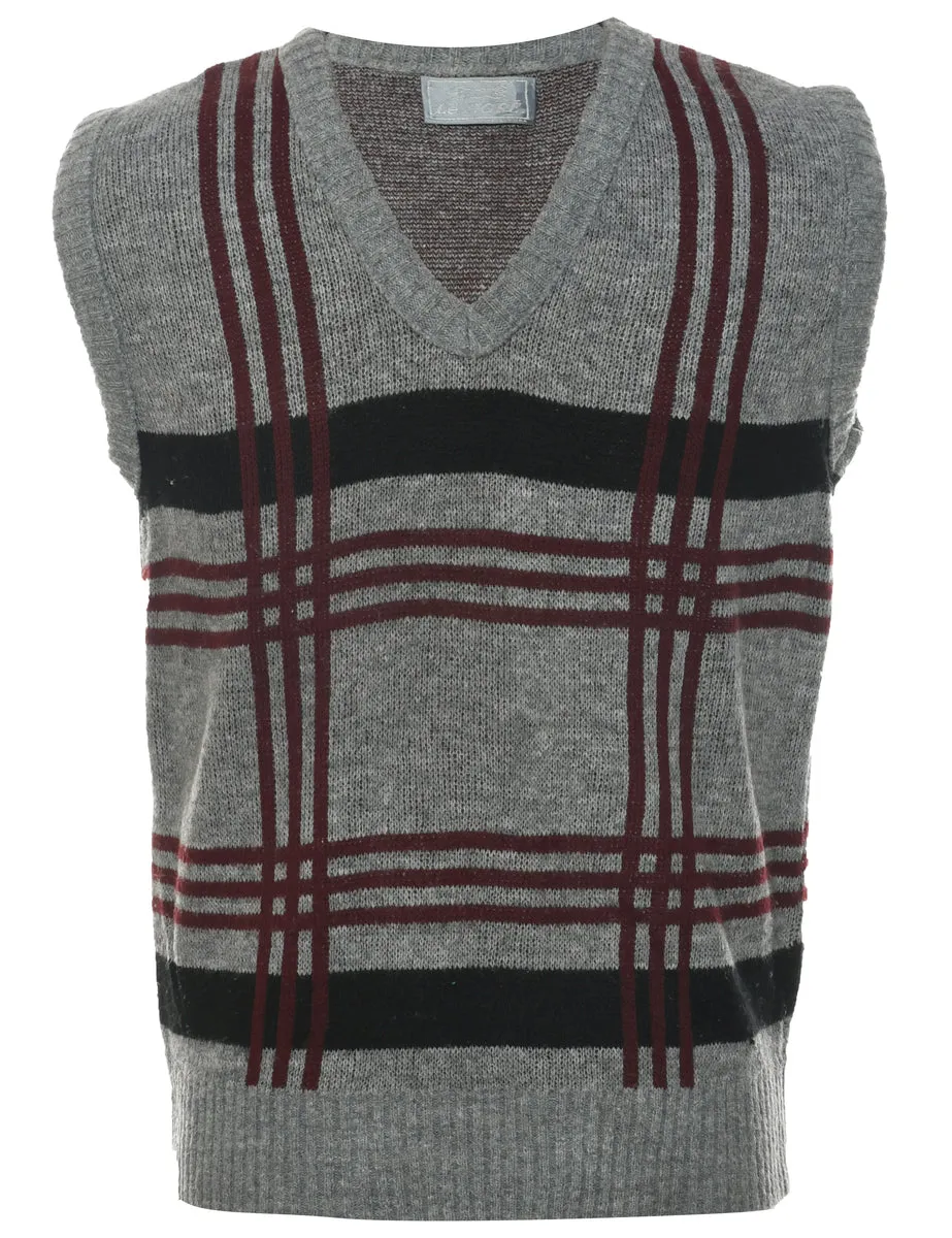 Checked Grey Vest - L