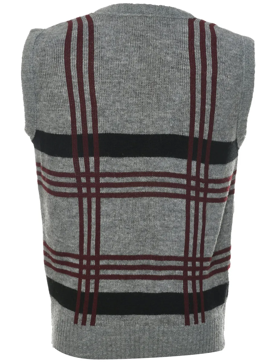 Checked Grey Vest - L