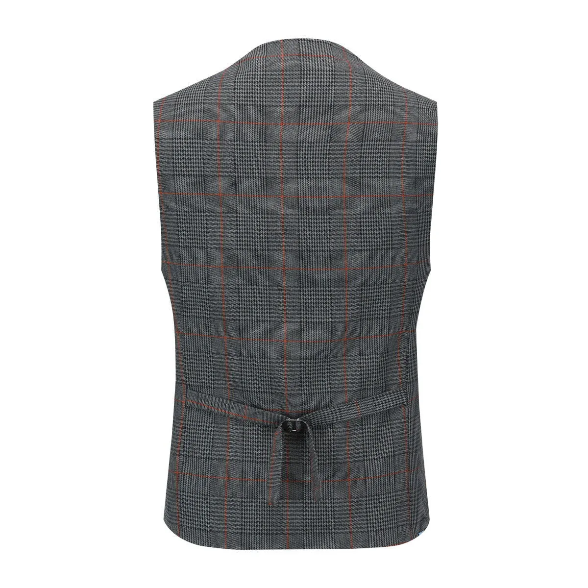 Checked Vests Stripes Business Slim Fit Cotton Grey