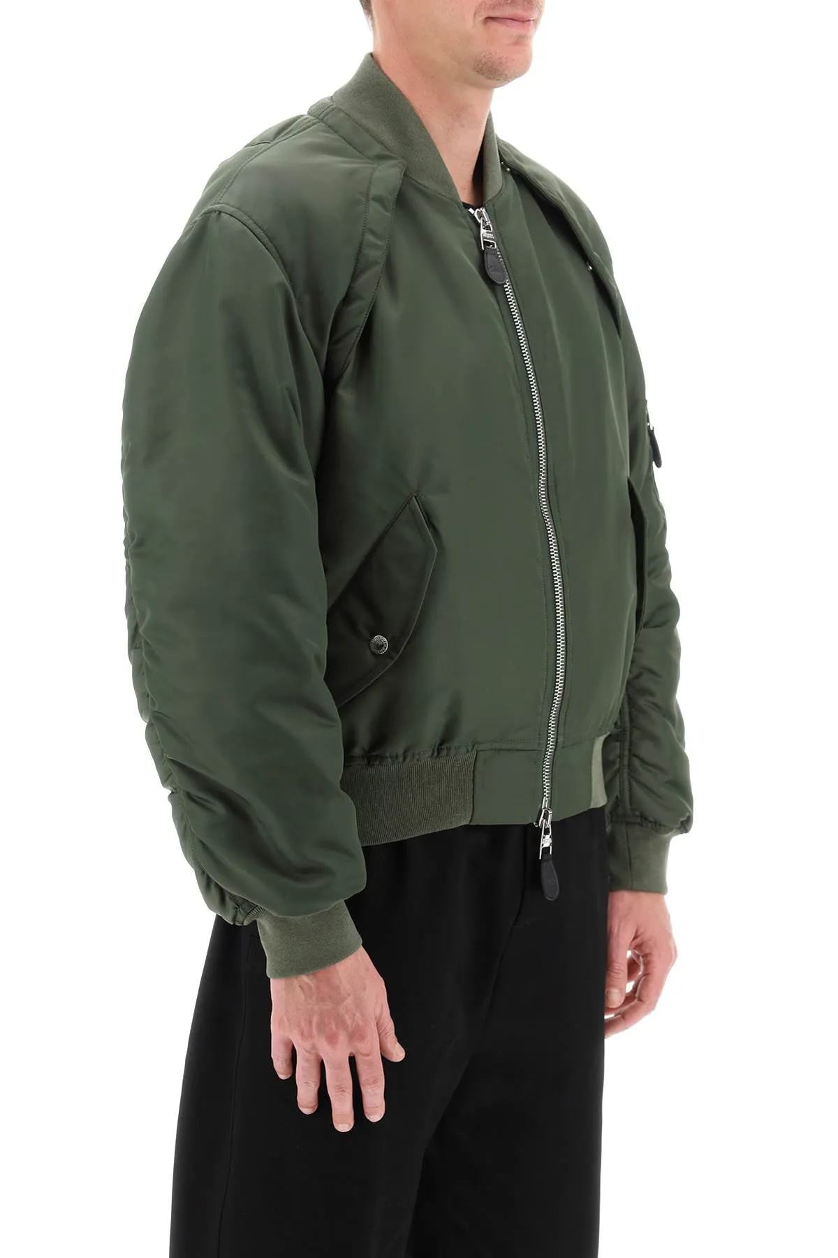 convertible bomber jacket in nylon satin