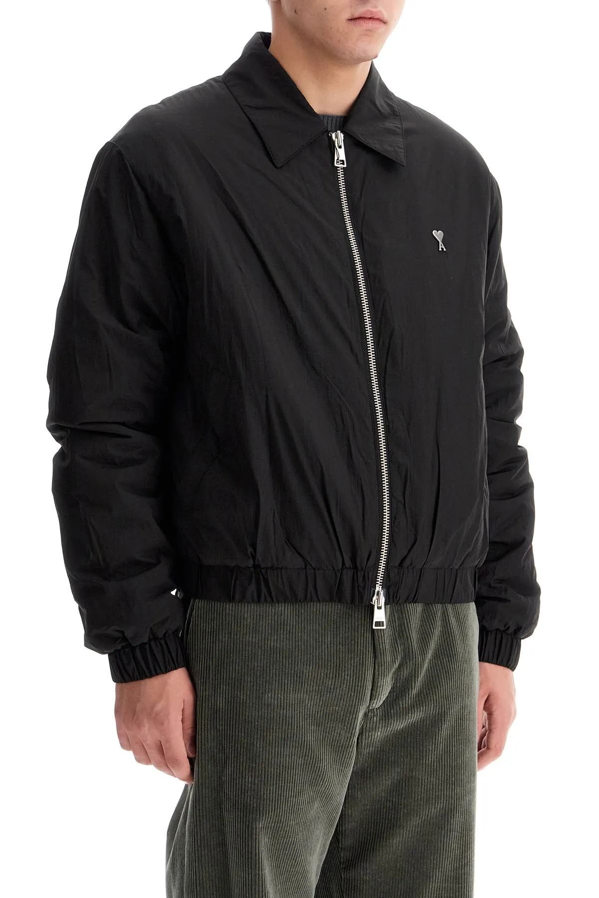 crumpled canvas bomber jacket