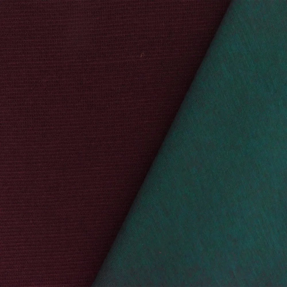 Dark Maroon-Green Texture Stretch Bonded Double Knit Fabric