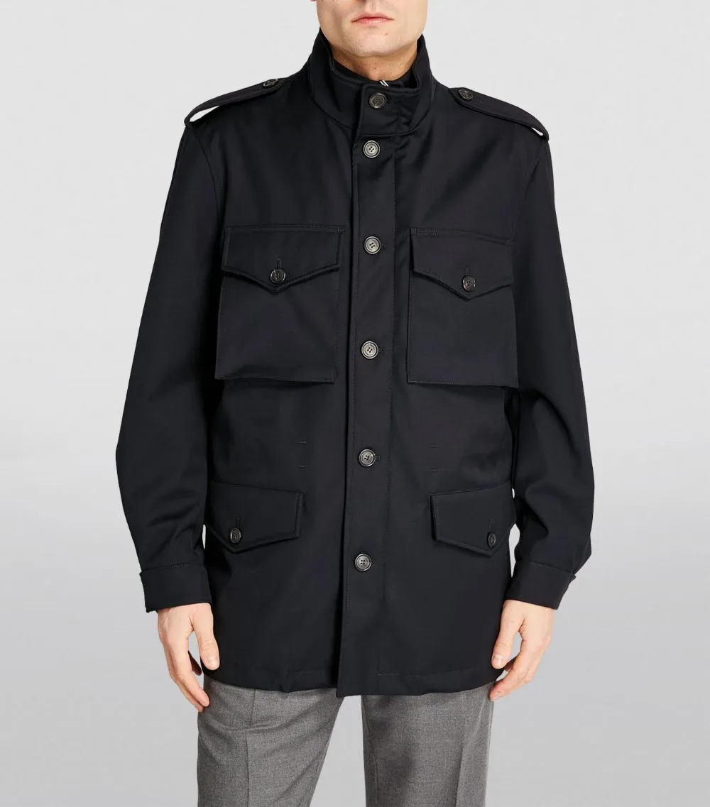 DUNHILL Midnight Blue Wool Military Field Jacket NEW US L