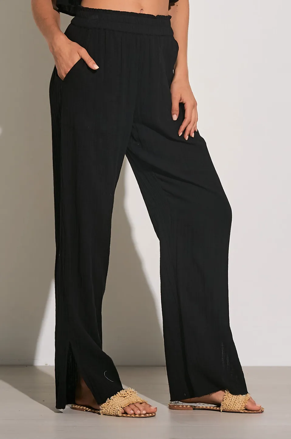 ELN Gauze Beach Pant-BLK