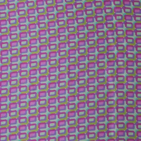 Green and Purple Squares Modern Illustration Printed Silk Charmeuse Fabric