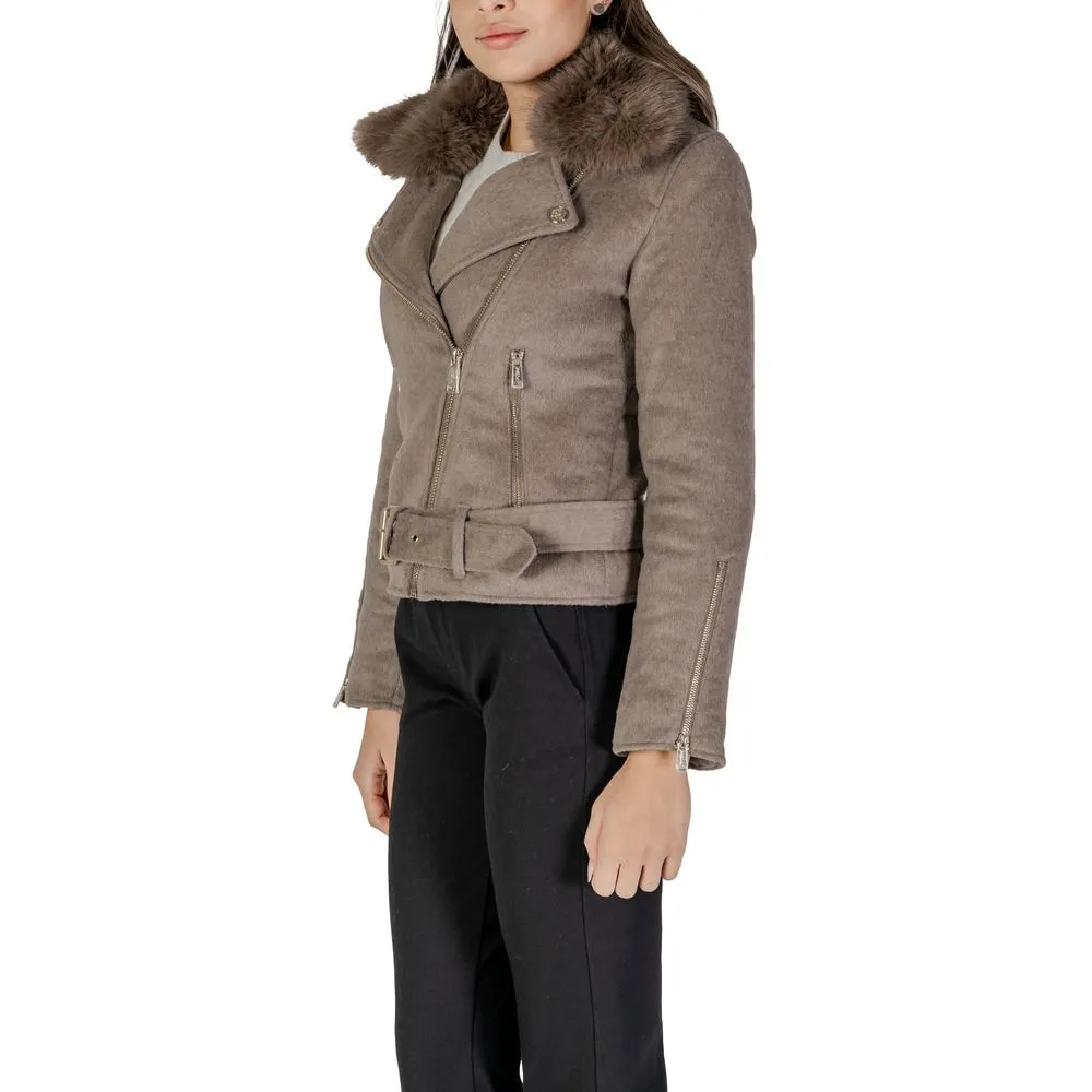 Guess Brown Polyester Jackets & Coat