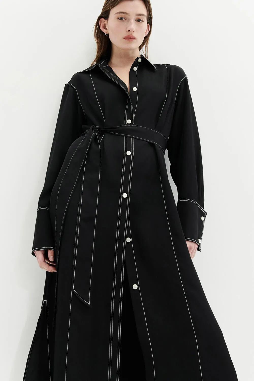 H&M Tie-belt shirt dress, black