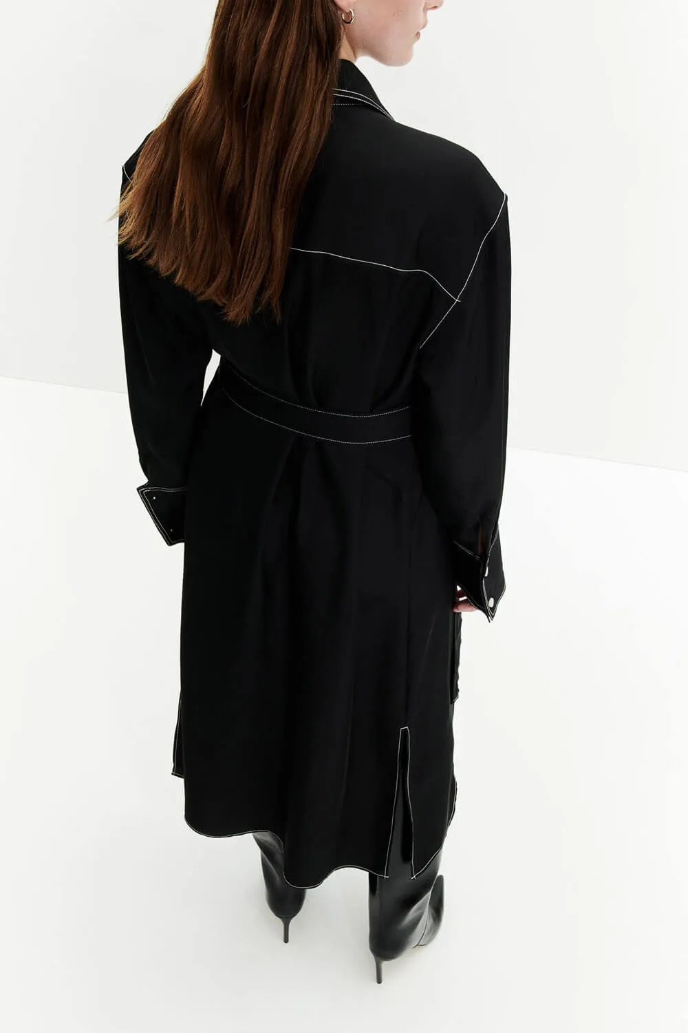 H&M Tie-belt shirt dress, black