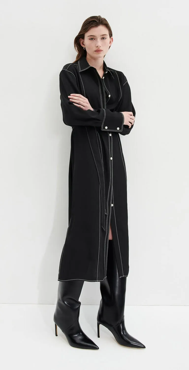 H&M Tie-belt shirt dress, black