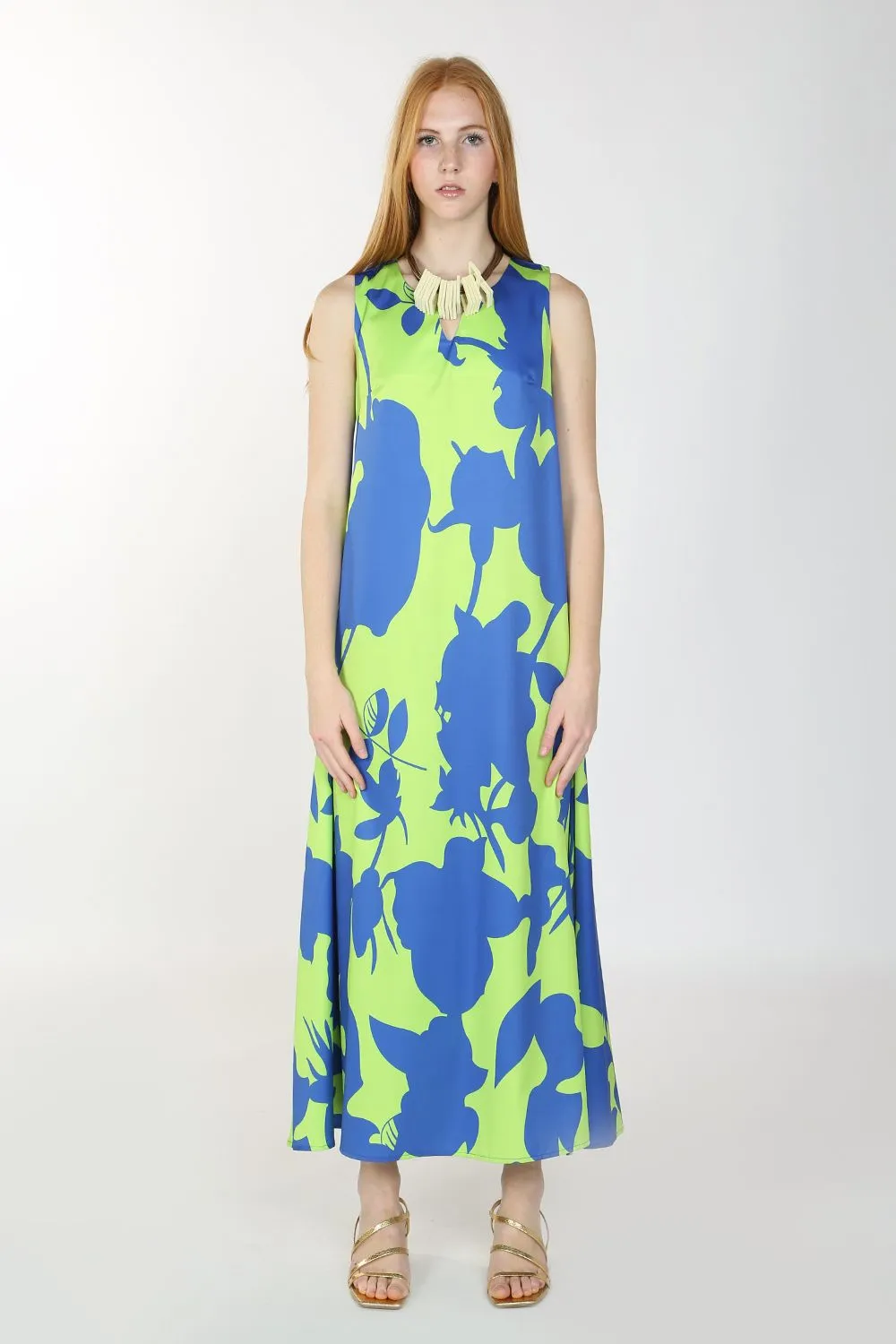 Leaves Print Maxi Dress