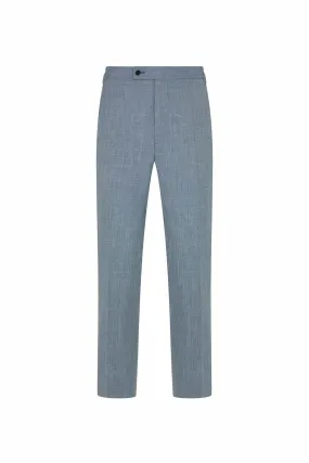 Light Blue Wool, Silk & Linen Trousers