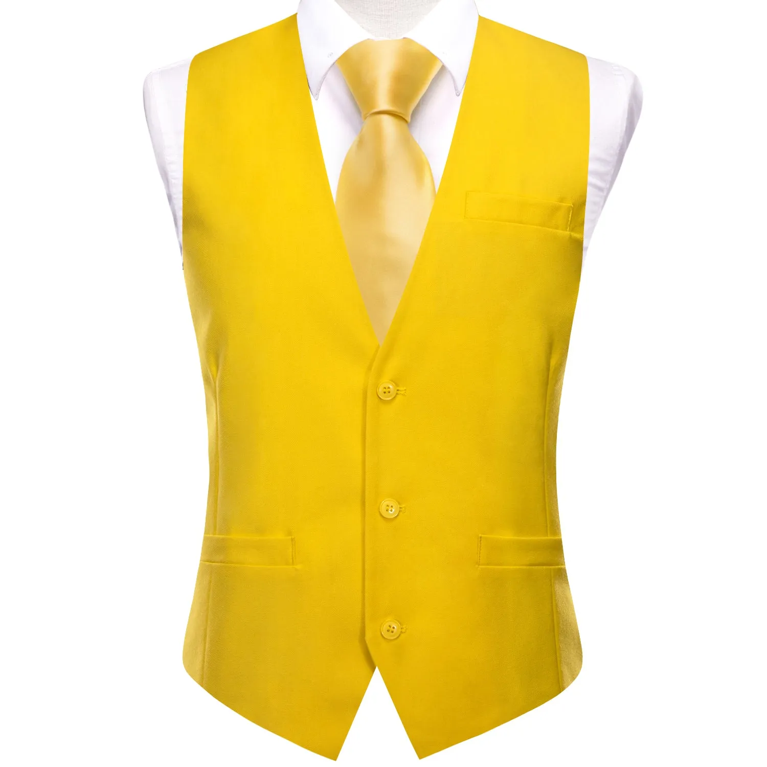 Light Yellow Solid Silk Style Men's Single Vest