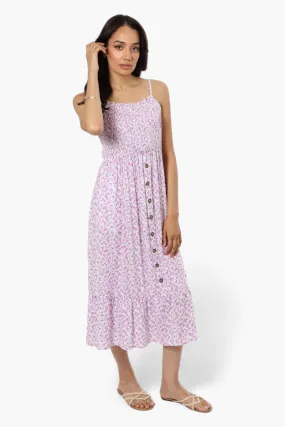 Limite Floral Smocked Top Maxi Dress - Purple