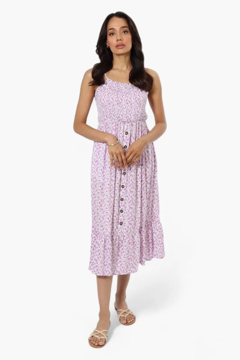 Limite Floral Smocked Top Maxi Dress - Purple