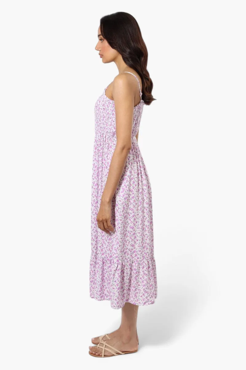 Limite Floral Smocked Top Maxi Dress - Purple