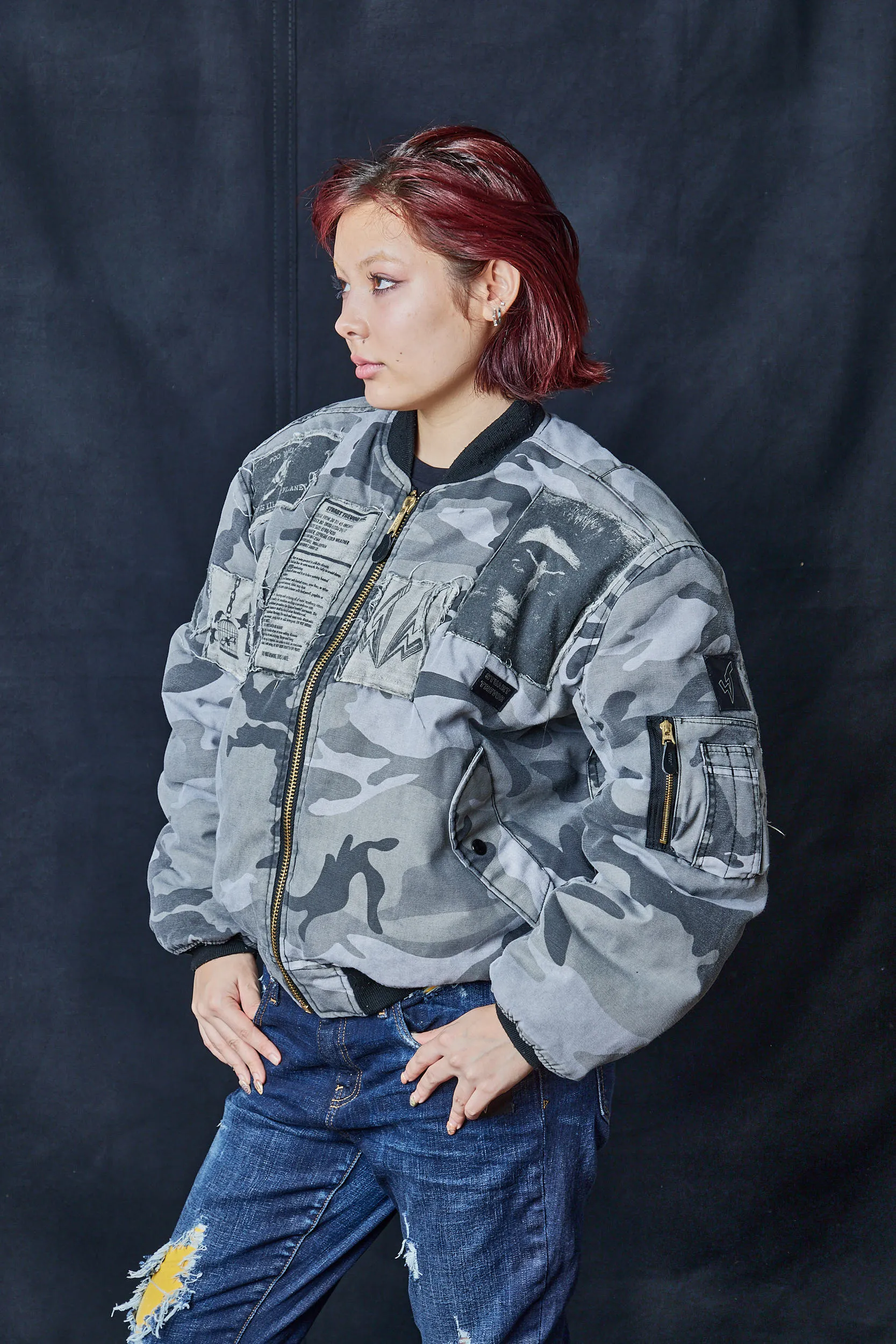 MA 1 Patched Bomber in Grey Camo