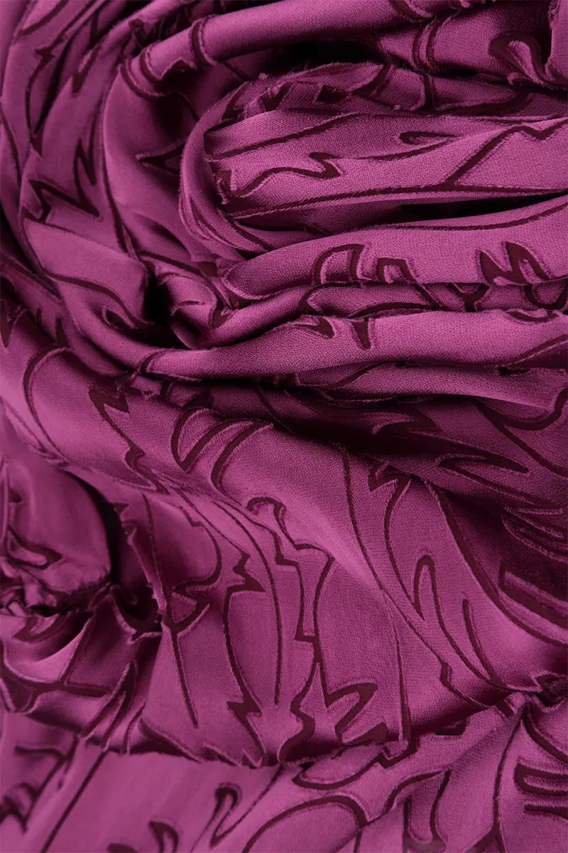 Magenta Devoré Feather Silk Shirt