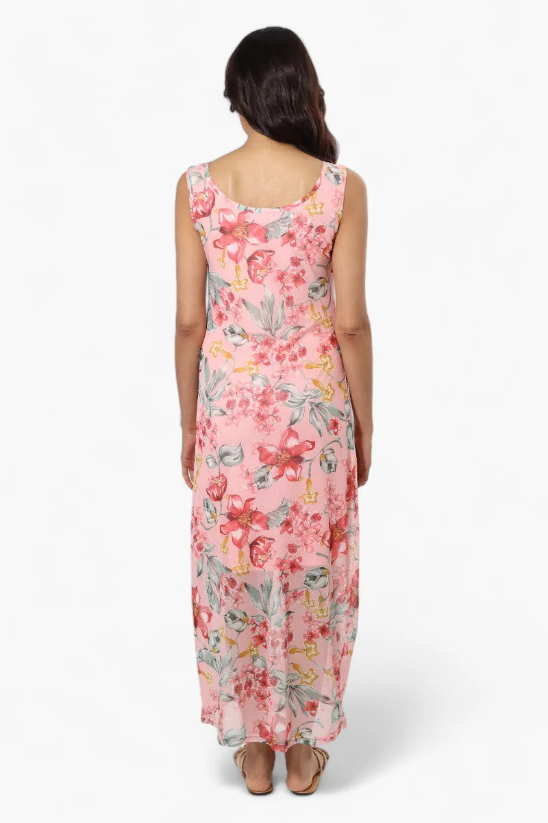 Majora Floral Mesh Maxi Dress - Pink