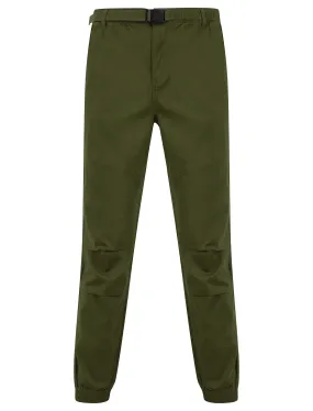 Mauro Stretch Cotton Twill Cuffed Cargo Jogger Pants in Burnt Olive - Tokyo Laundry