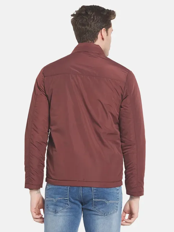 Men Maroon Bomber Jacket