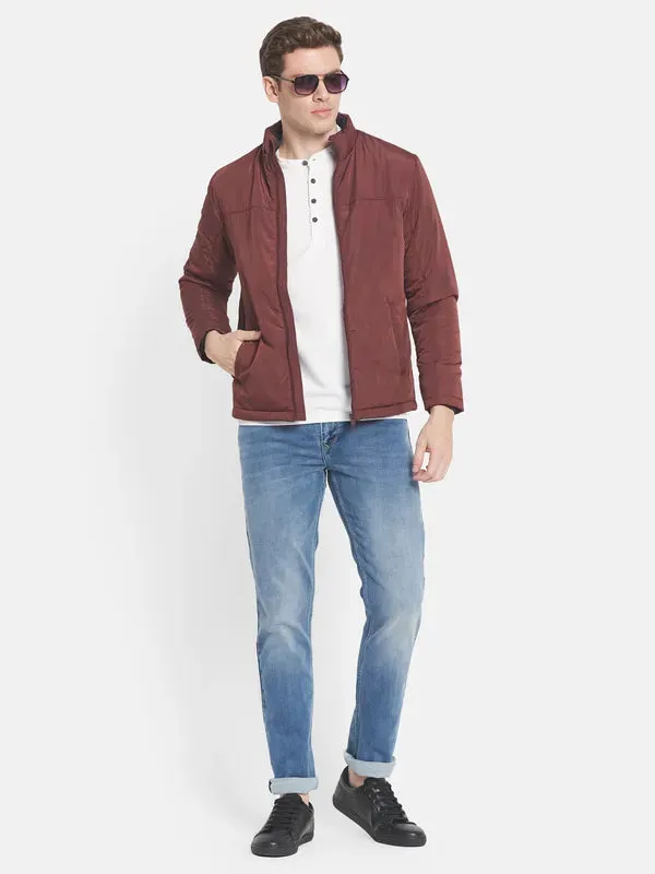 Men Maroon Bomber Jacket