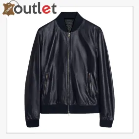 Men Oxford Blue Bomber Jacket