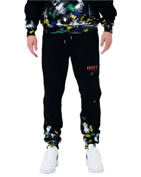 Mens Black Hand Paint Jogger Pants