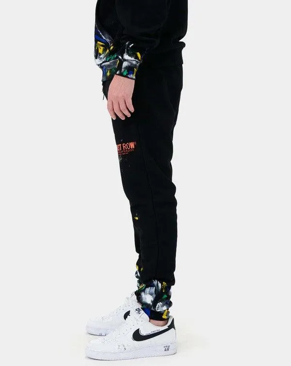 Mens Black Hand Paint Jogger Pants