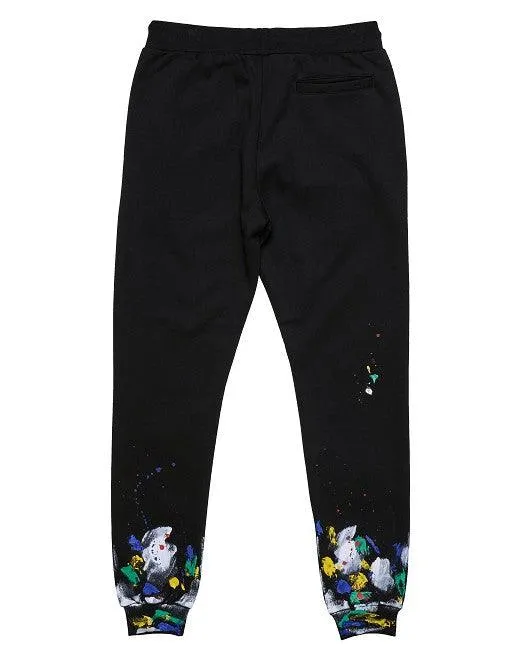 Mens Black Hand Paint Jogger Pants