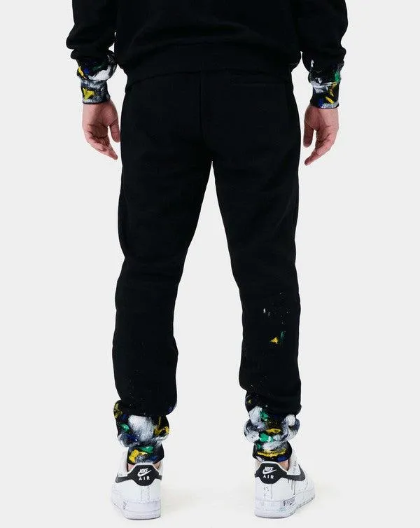 Mens Black Hand Paint Jogger Pants