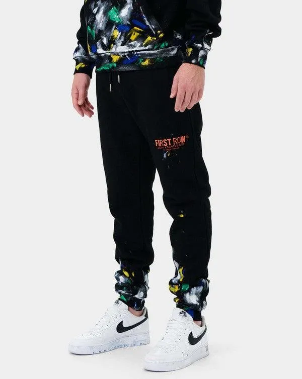 Mens Black Hand Paint Jogger Pants