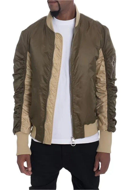 Mens Two-Tone Color Block Bomber Jackets 3 Color Options