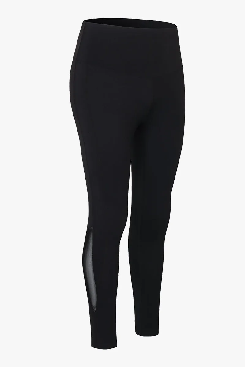 Mesh Insert High-Rise Ankle Leggings