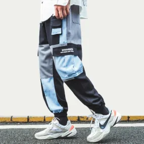 Multi Pocekts Color Block Patchwork Jogger