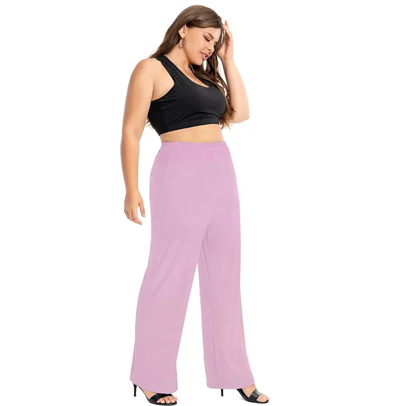 Plus Size Women Lounge Pants Modal Cotton Comfy Homewear Loose Wide Leg Sleepwear Pajama Plaid Trousers 5XL 4XL XXXL Black Pink