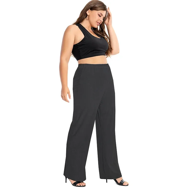 Plus Size Women Lounge Pants Modal Cotton Comfy Homewear Loose Wide Leg Sleepwear Pajama Plaid Trousers 5XL 4XL XXXL Black Pink