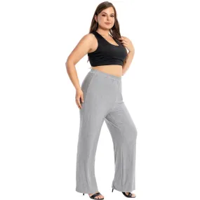 Plus Size Women Lounge Pants Modal Cotton Comfy Homewear Loose Wide Leg Sleepwear Pajama Plaid Trousers 5XL 4XL XXXL Black Pink