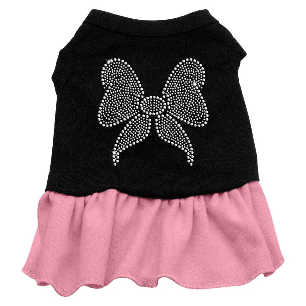 Rhinestone Bow Dresses Black with Pink Med (12)