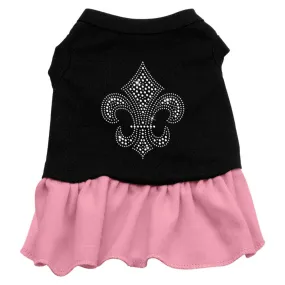 Silver Fleur de Lis Rhinestone Dress Black with Pink XS (8)